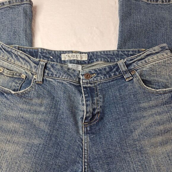 Maurices Womens Jr Size 15/16 Long Hipster Boot Stretch Distressed Medium Wash - Picture 7 of 16